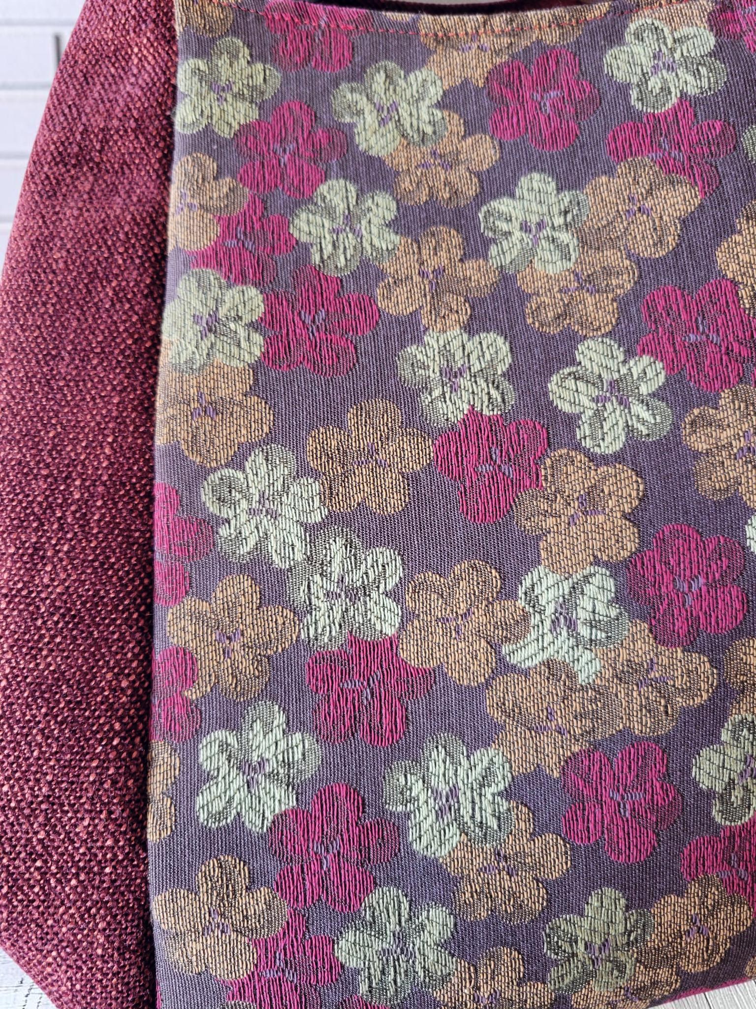 Red Upholstery Fabric Hobo Shoulder Bag, Floral Tapestry Tote Bag, Slouchy Handbag, view 19