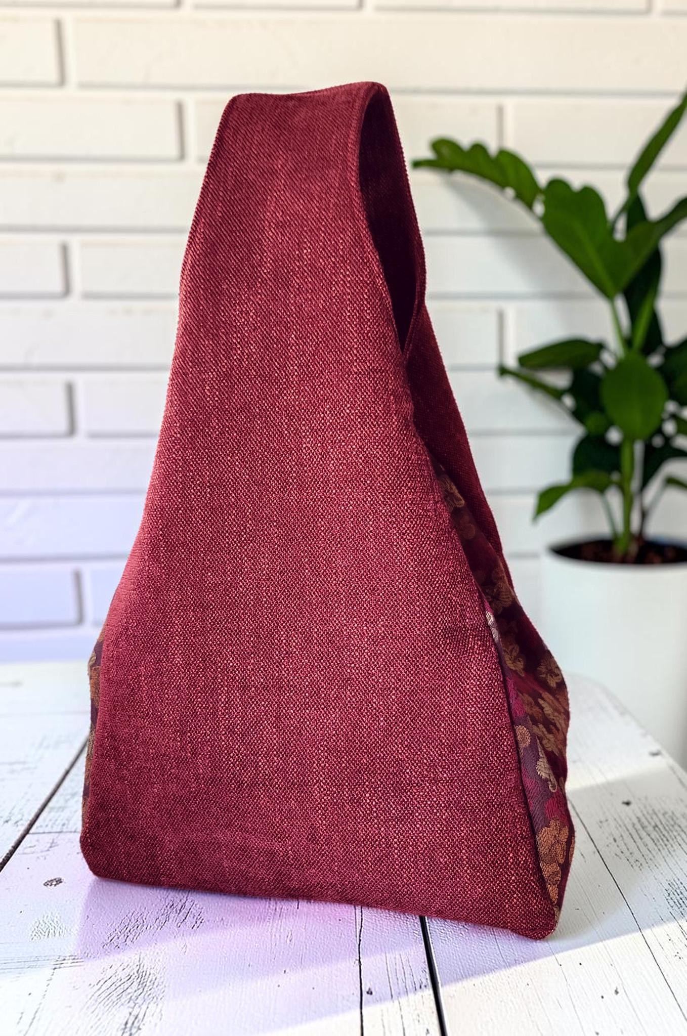 Red Upholstery Fabric Hobo Shoulder Bag, Floral Tapestry Tote Bag, Slouchy Handbag, view 4
