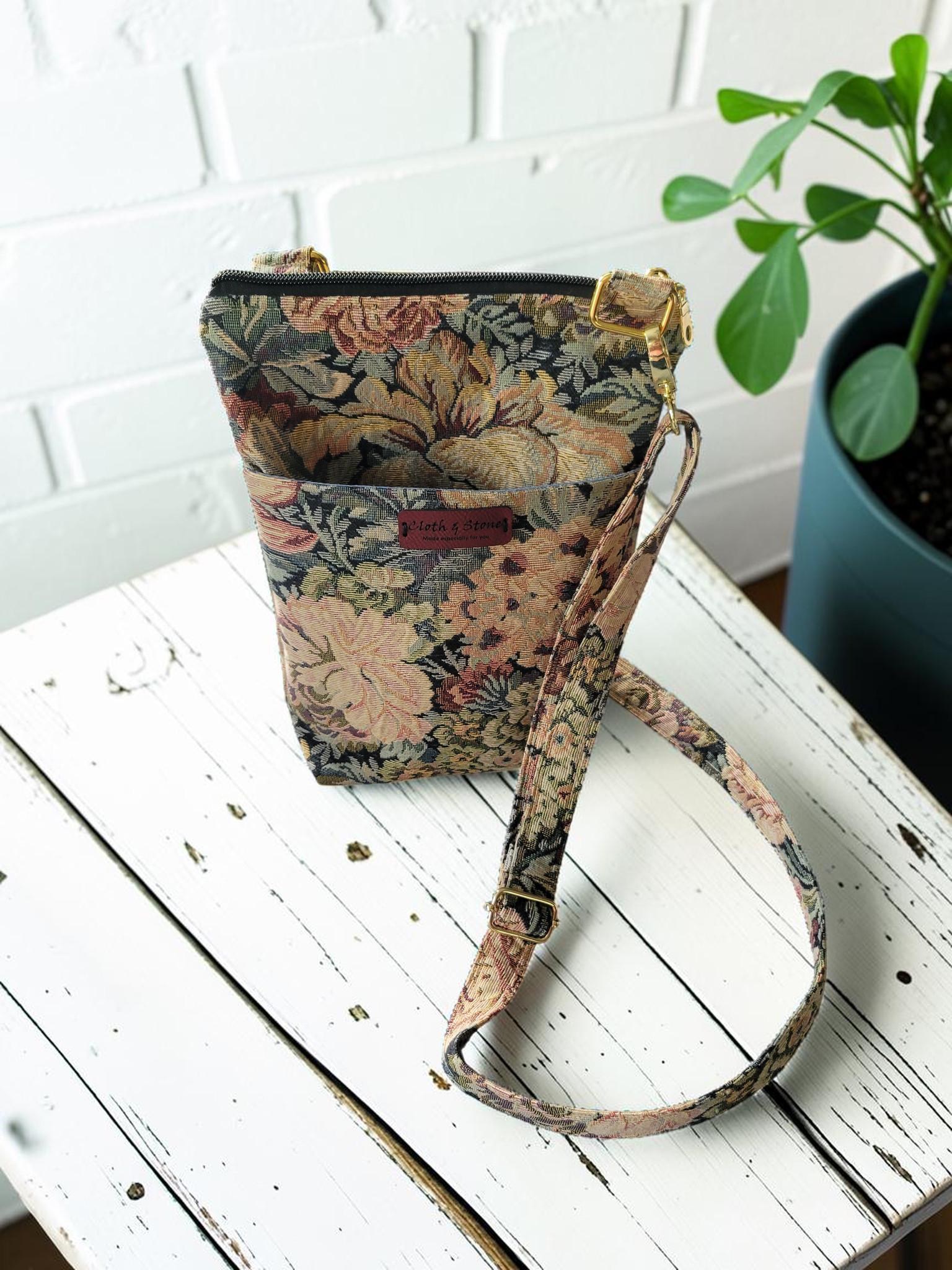 Floral Tapestry Crossbody Bag, Vintage Upholstery Handbag, Boho Shoulder Bag, view 12