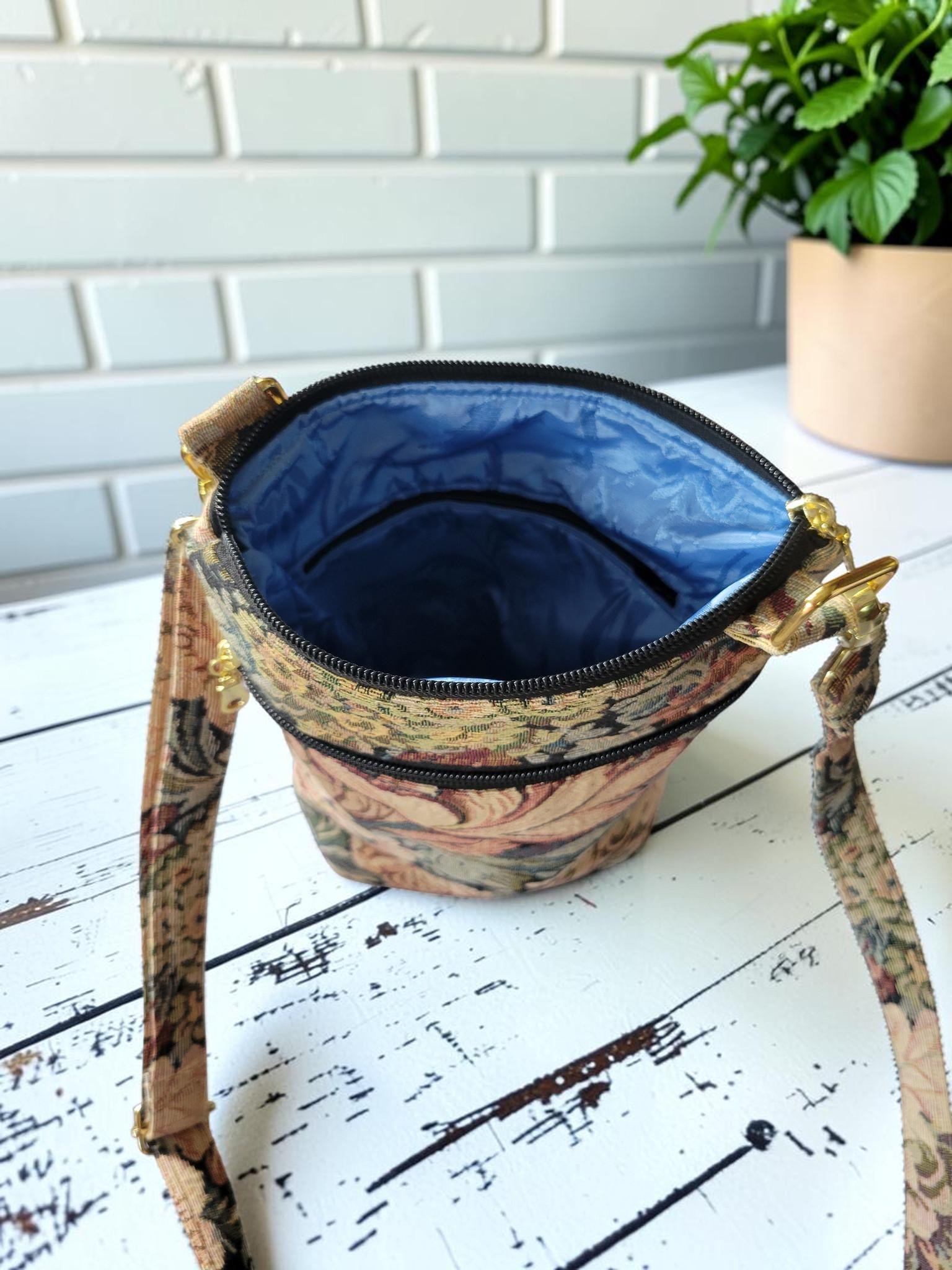 Floral Tapestry Crossbody Bag, Vintage Upholstery Handbag, Boho Shoulder Bag, view 14
