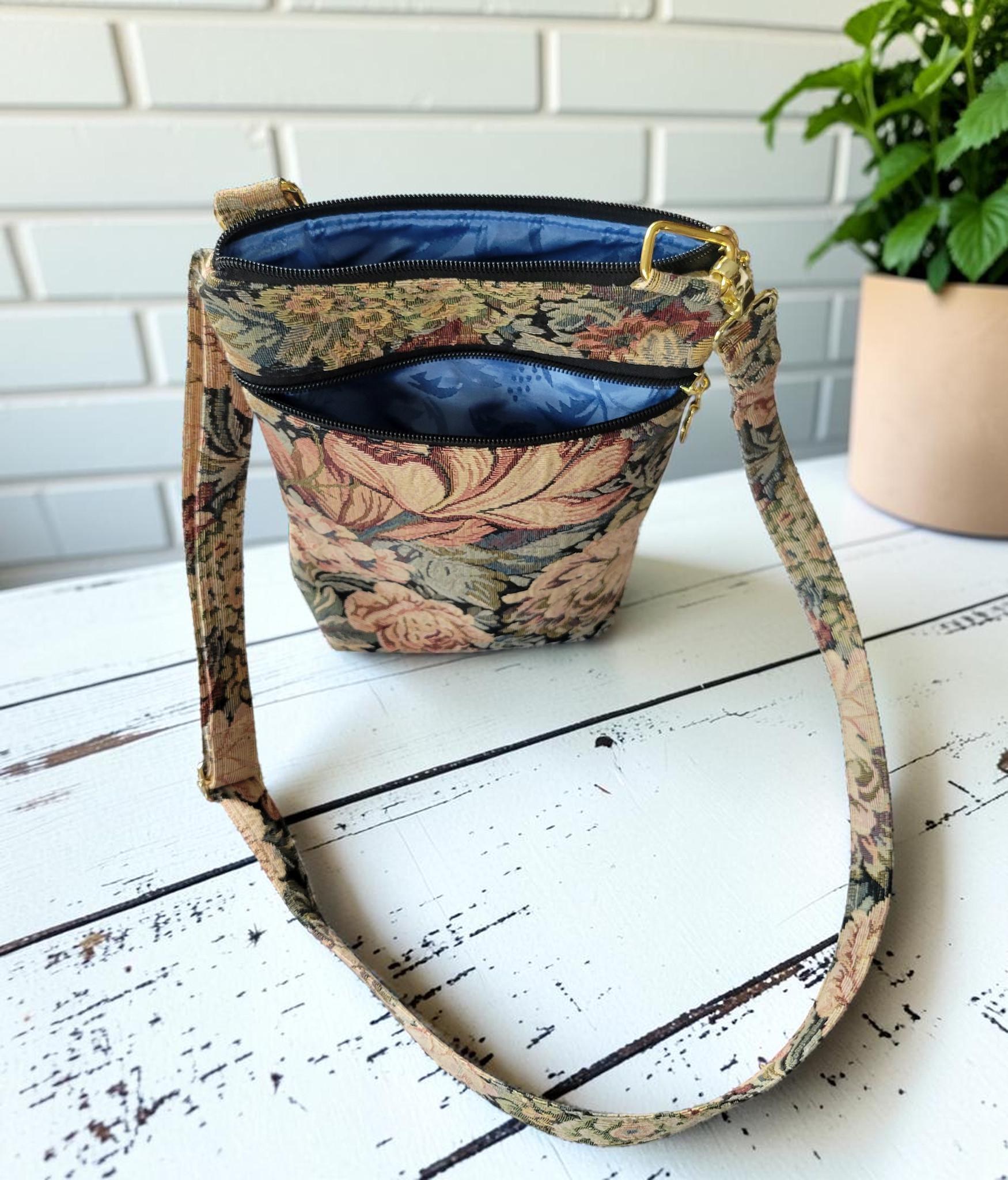 Floral Tapestry Crossbody Bag, Vintage Upholstery Handbag, Boho Shoulder Bag, view 15