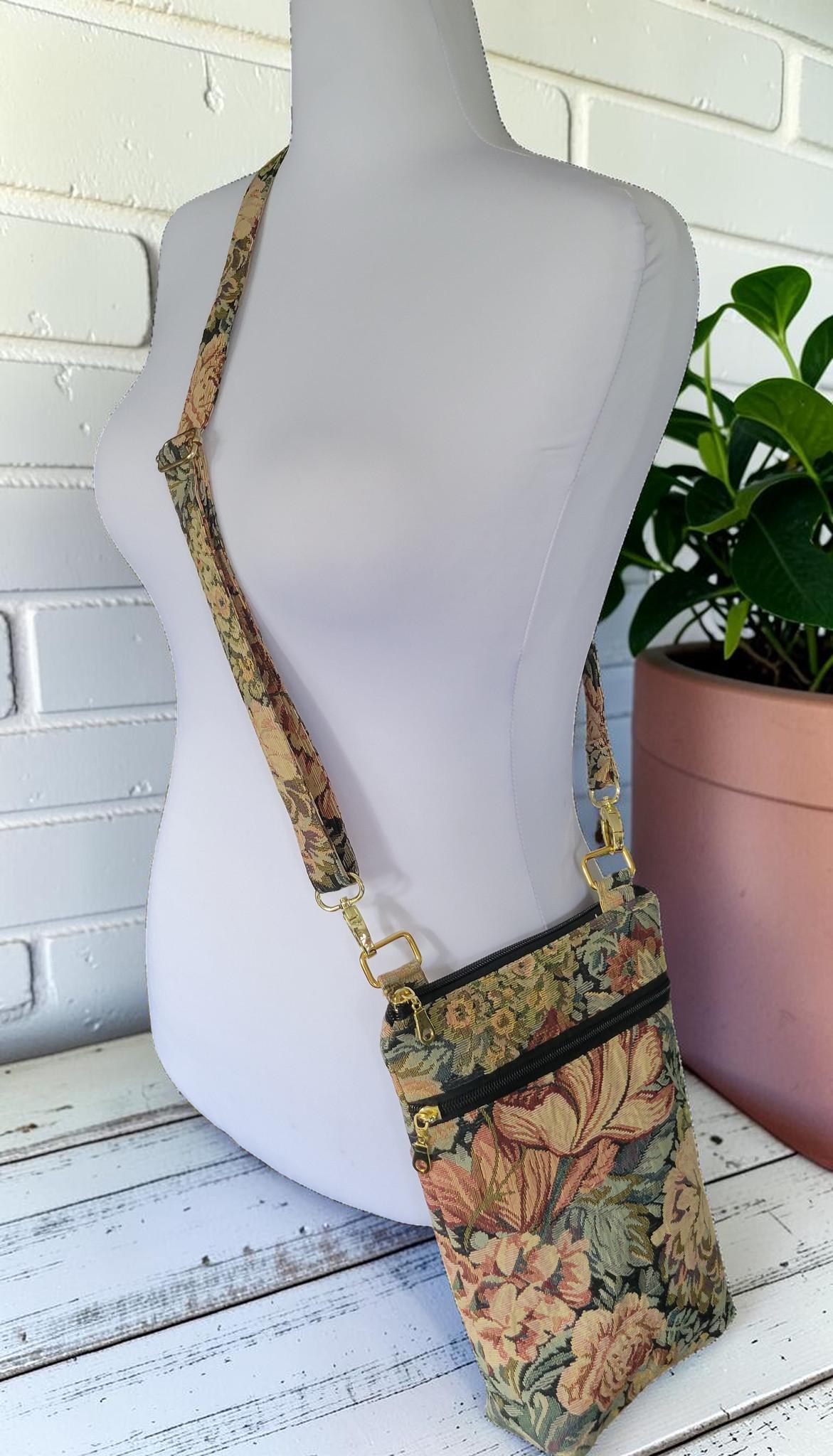 Floral Tapestry Crossbody Bag, Vintage Upholstery Handbag, Boho Shoulder Bag, view 16