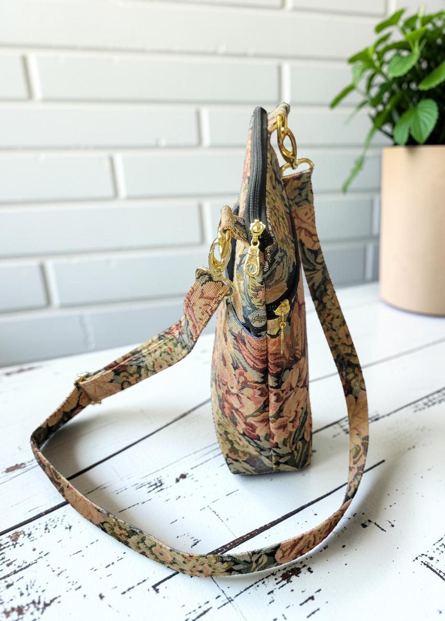 Floral Tapestry Crossbody Bag, Vintage Upholstery Handbag, Boho Shoulder Bag, view 18