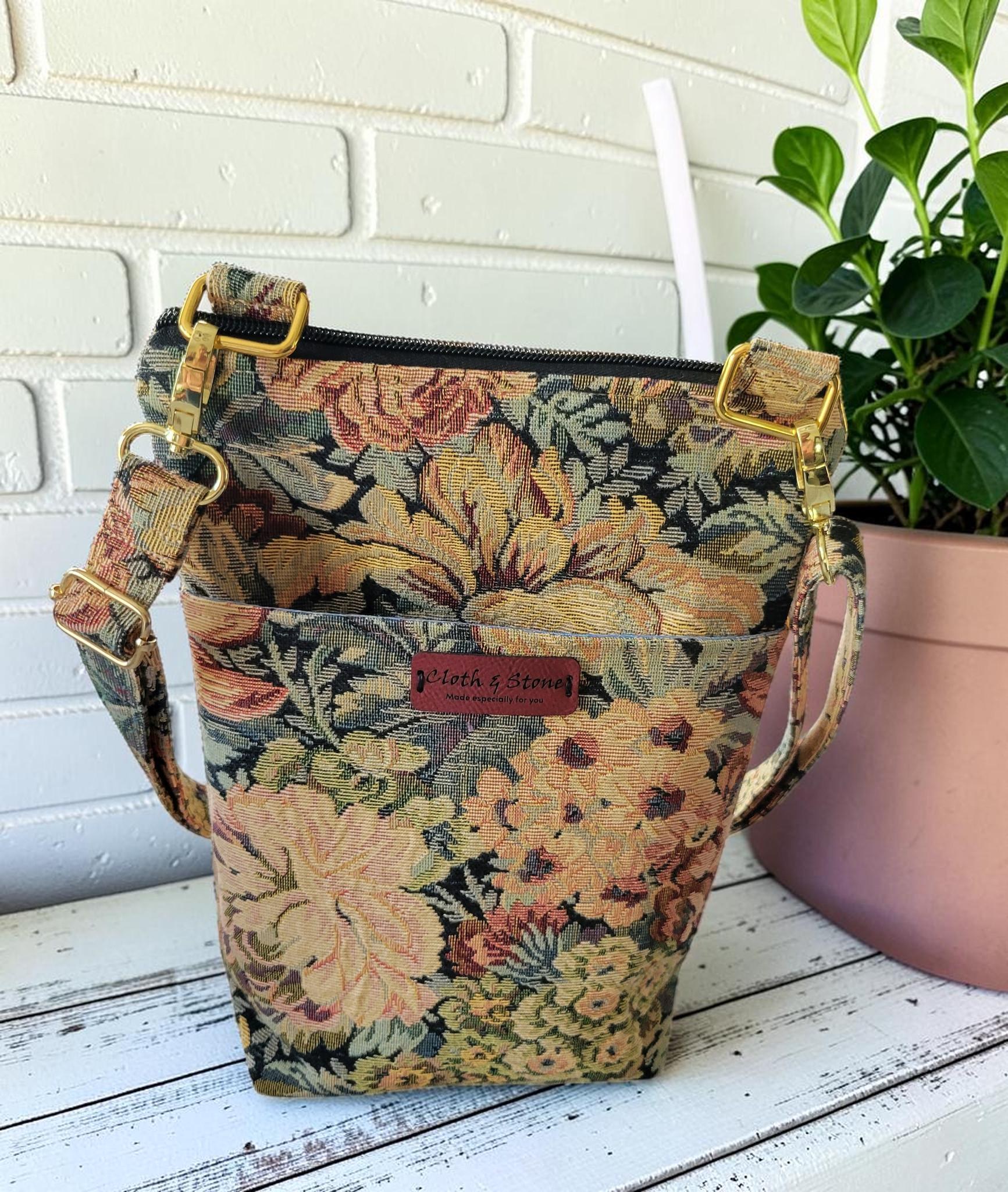 Floral Tapestry Crossbody Bag, Vintage Upholstery Handbag, Boho Shoulder Bag, view 3
