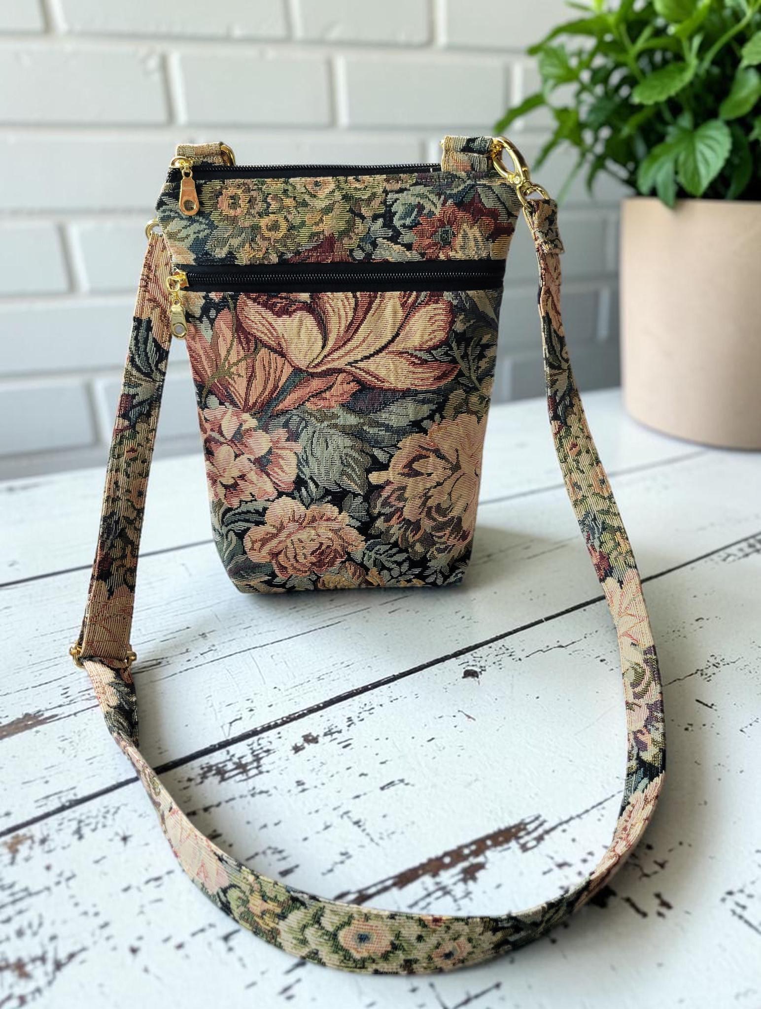 Floral Tapestry Crossbody Bag, Vintage Upholstery Handbag, Boho Shoulder Bag, view 8