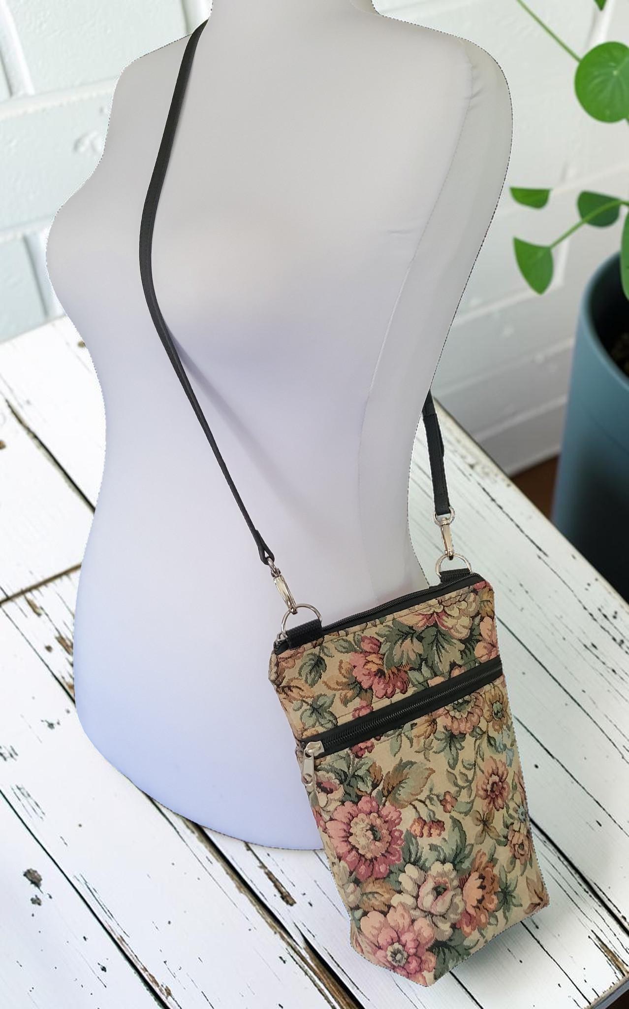 English Garden Tapestry Crossbody Bag, Vintage Upholstery Handbag, Boho Shoulder Bag, view 10