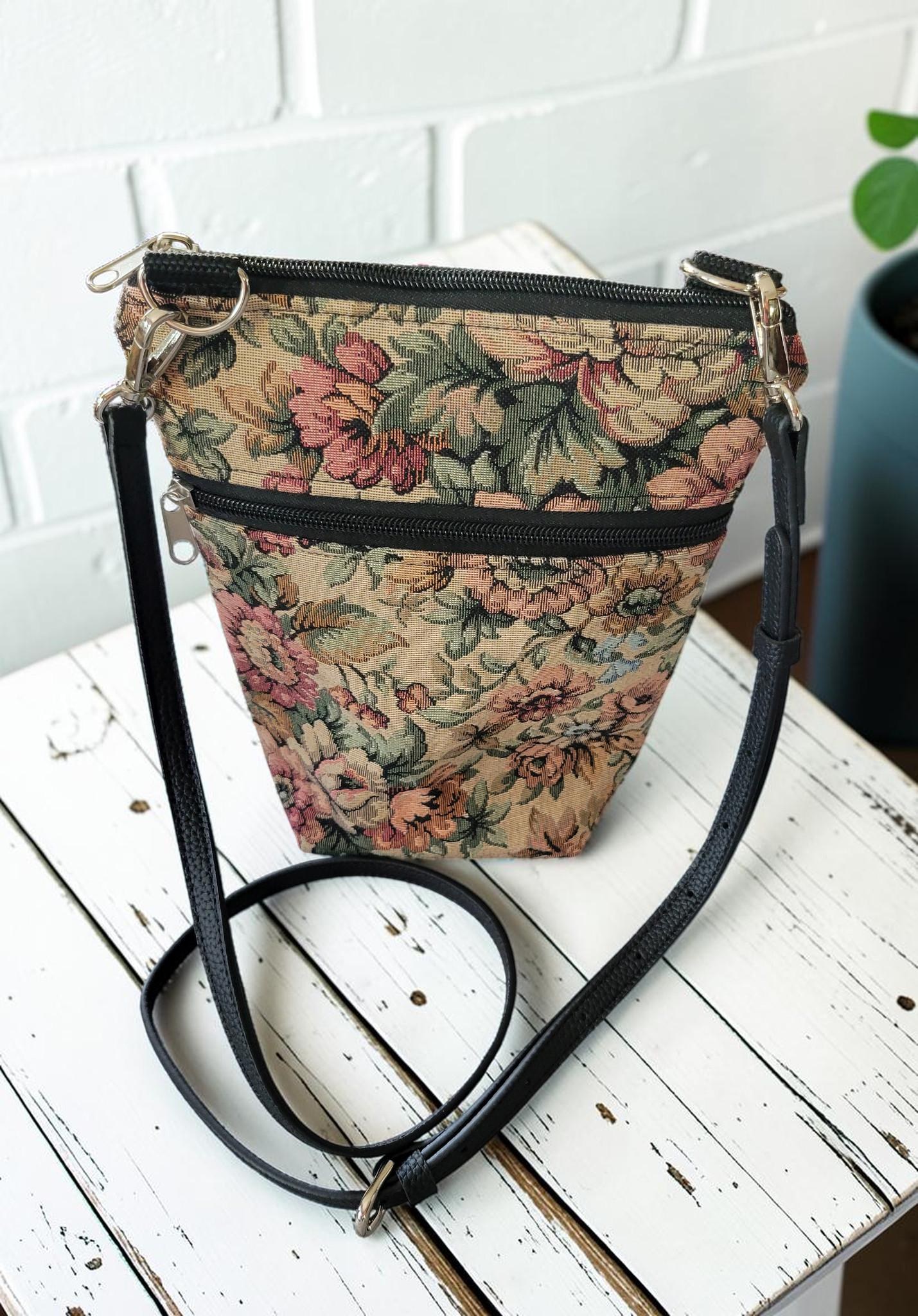 English Garden Tapestry Crossbody Bag, Vintage Upholstery Handbag, Boho Shoulder Bag, view 12