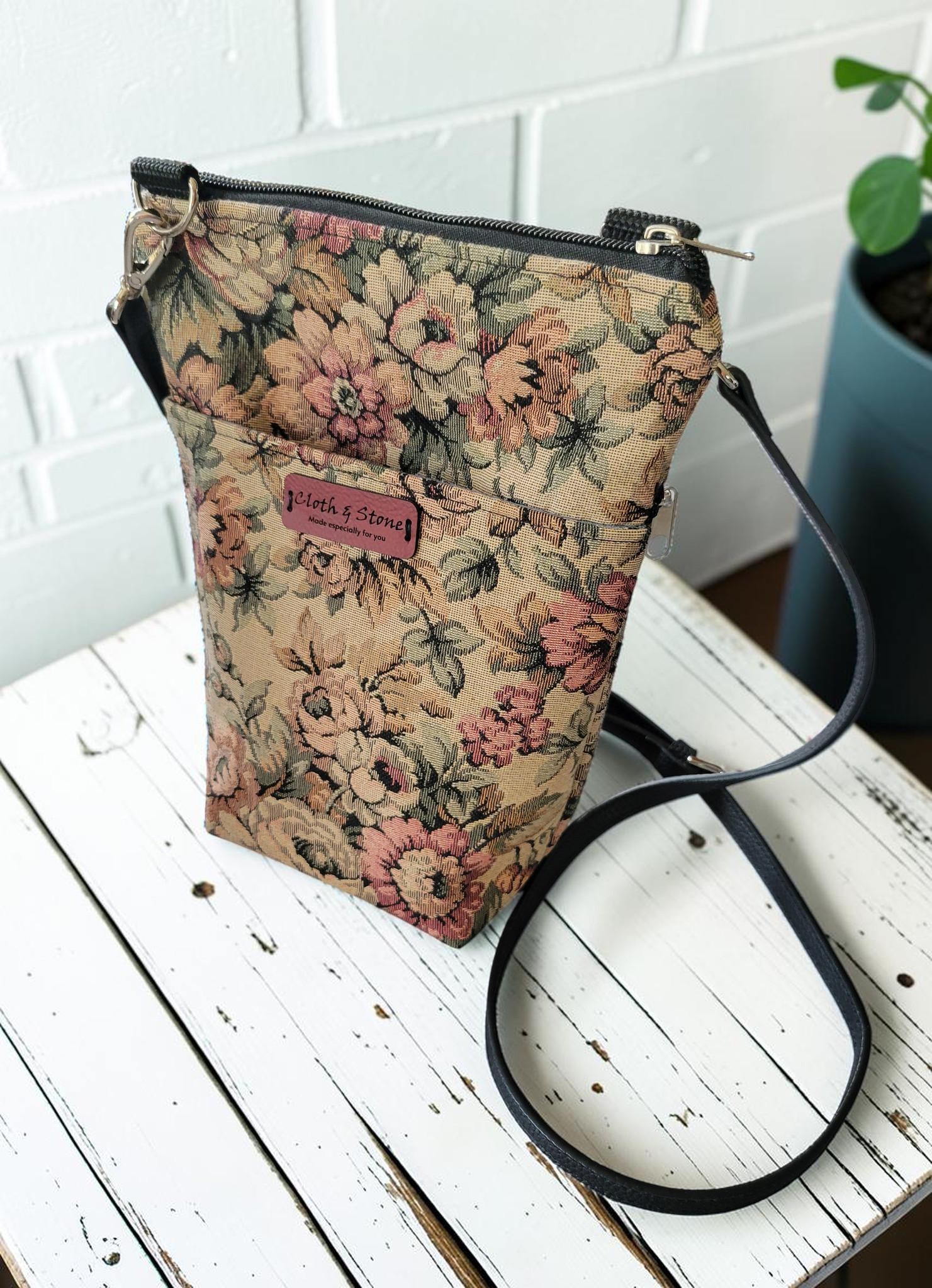 English Garden Tapestry Crossbody Bag, Vintage Upholstery Handbag, Boho Shoulder Bag, view 13