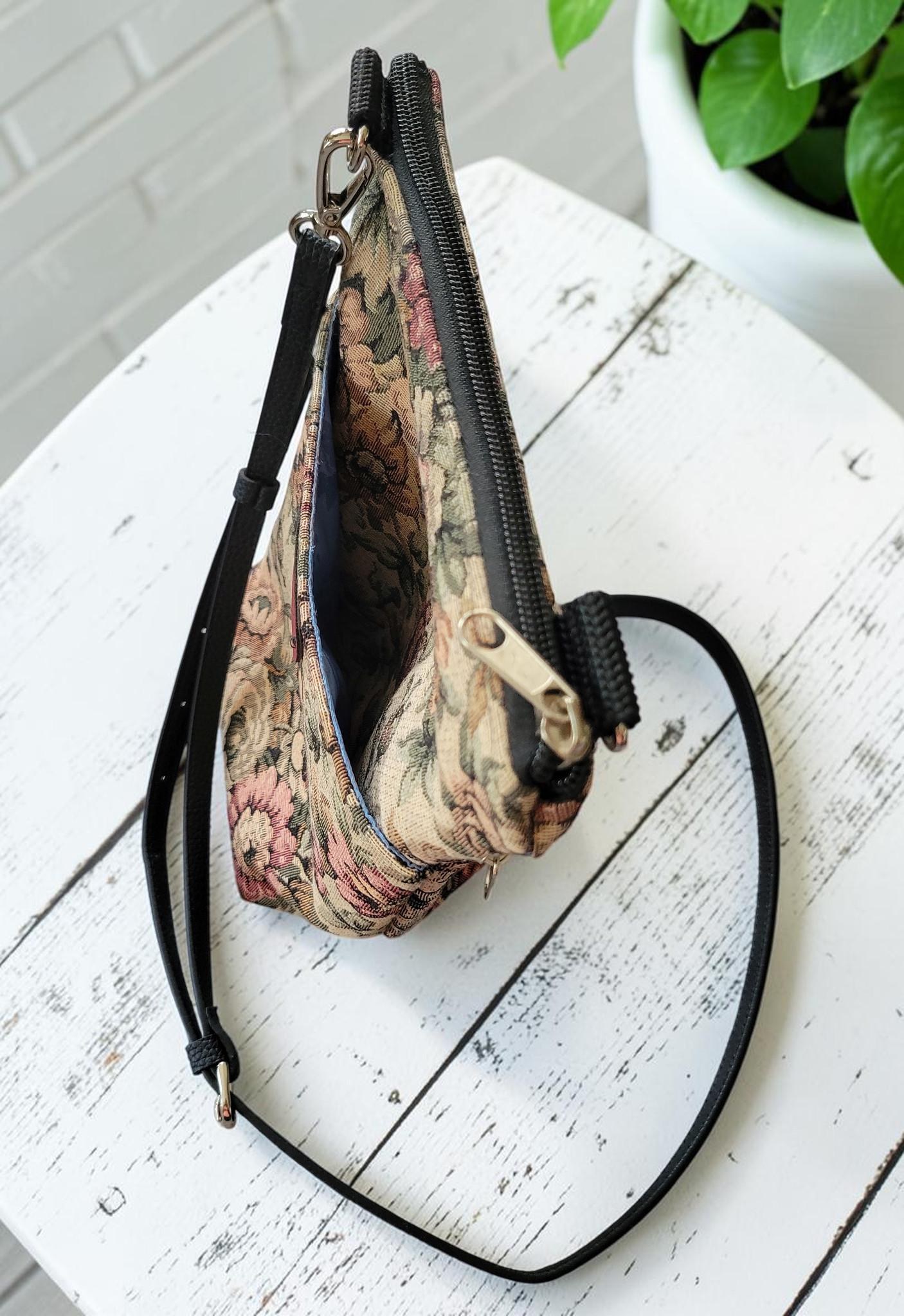 English Garden Tapestry Crossbody Bag, Vintage Upholstery Handbag, Boho Shoulder Bag, view 3