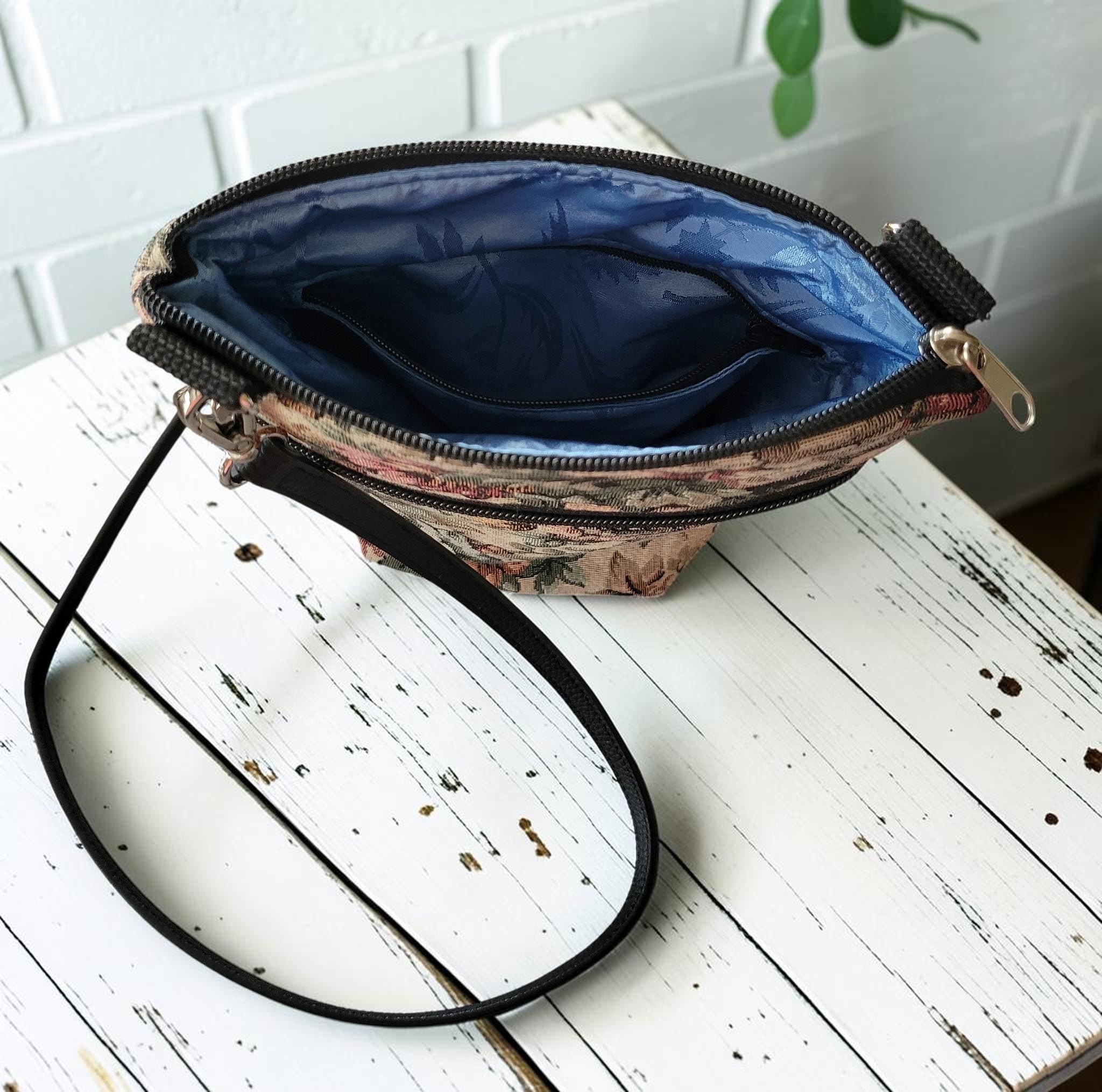 English Garden Tapestry Crossbody Bag, Vintage Upholstery Handbag, Boho Shoulder Bag, view 4