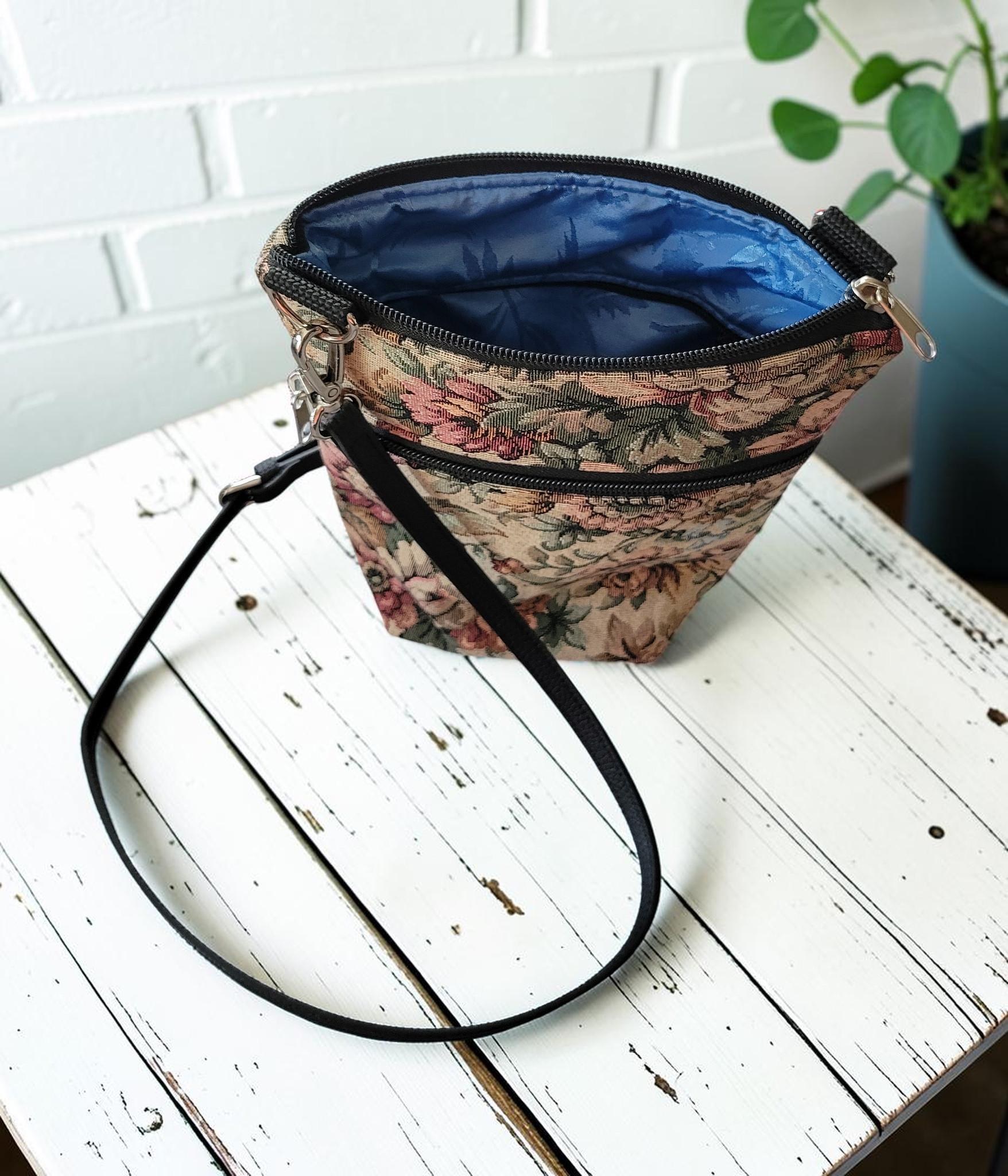 English Garden Tapestry Crossbody Bag, Vintage Upholstery Handbag, Boho Shoulder Bag, view 5