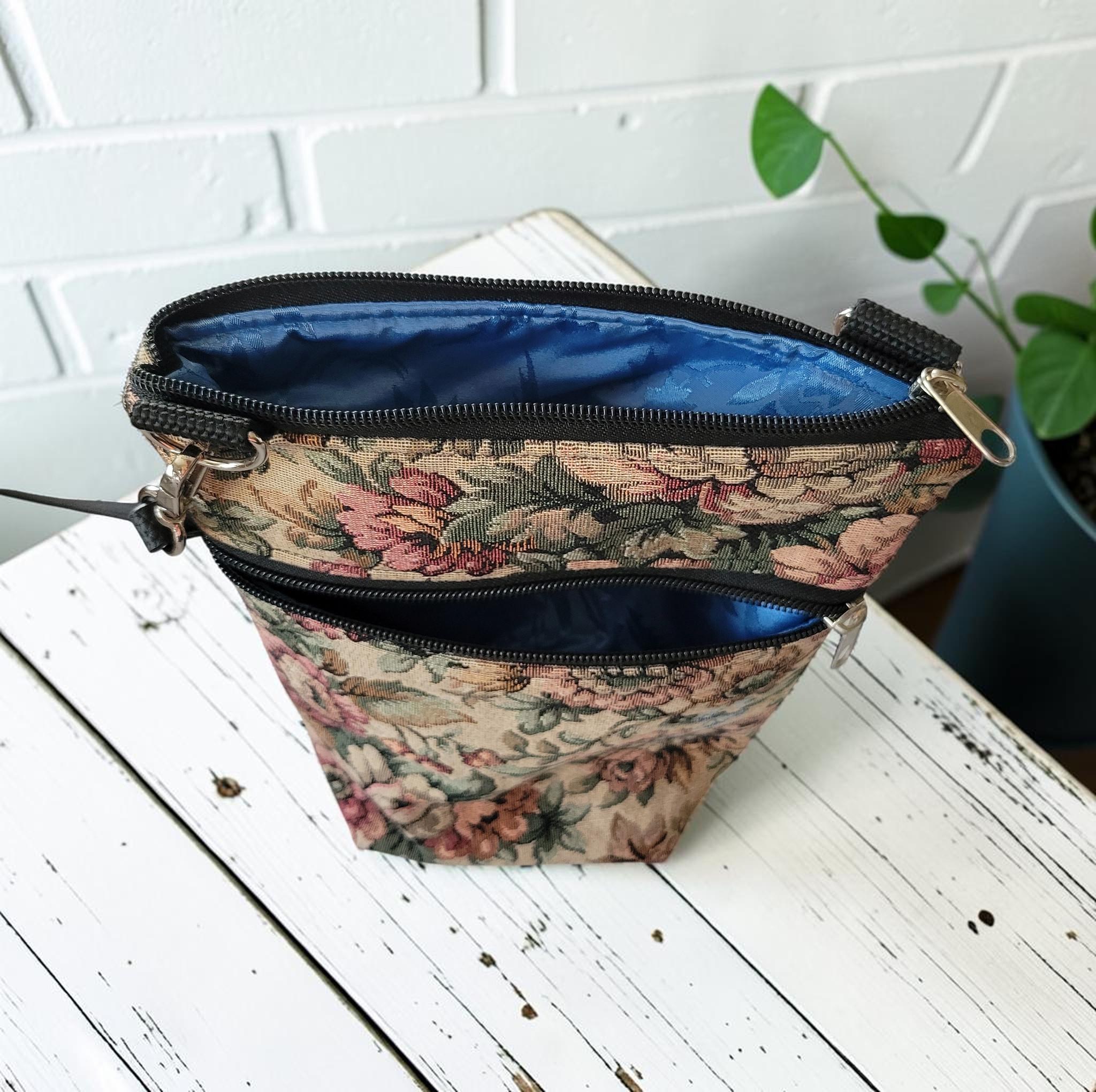 English Garden Tapestry Crossbody Bag, Vintage Upholstery Handbag, Boho Shoulder Bag, view 6