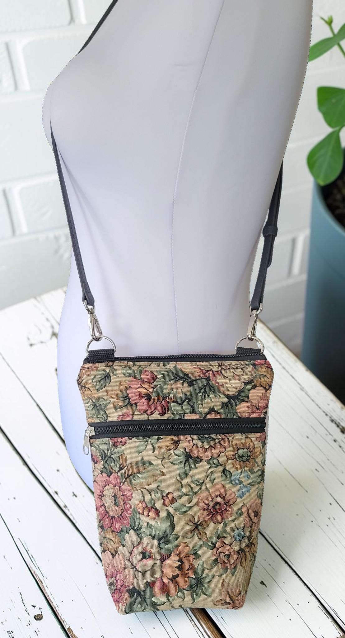 English Garden Tapestry Crossbody Bag, Vintage Upholstery Handbag, Boho Shoulder Bag, view 9