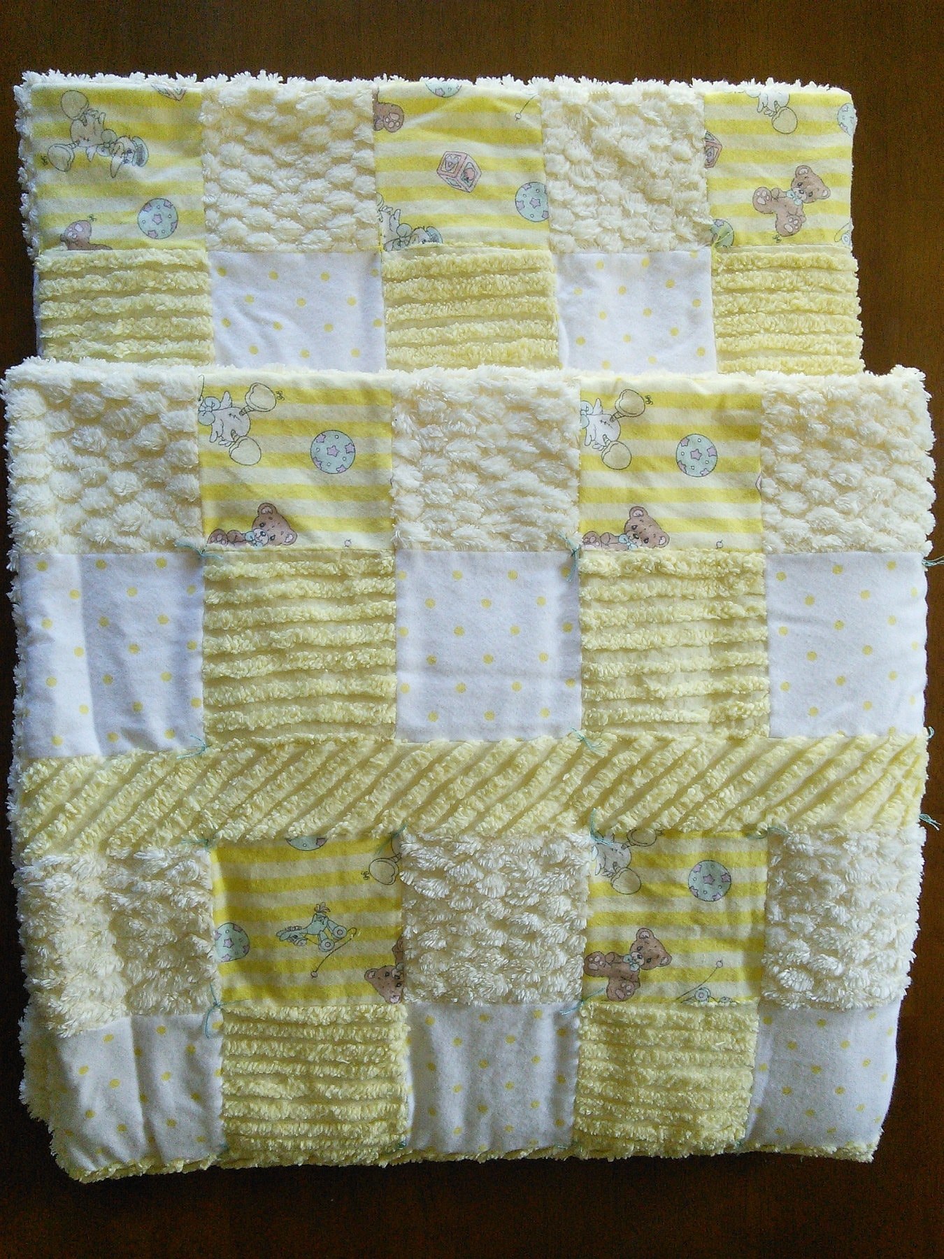 Yellow and White Chenille Baby Quilts, Twins, Two Blankets, view 2