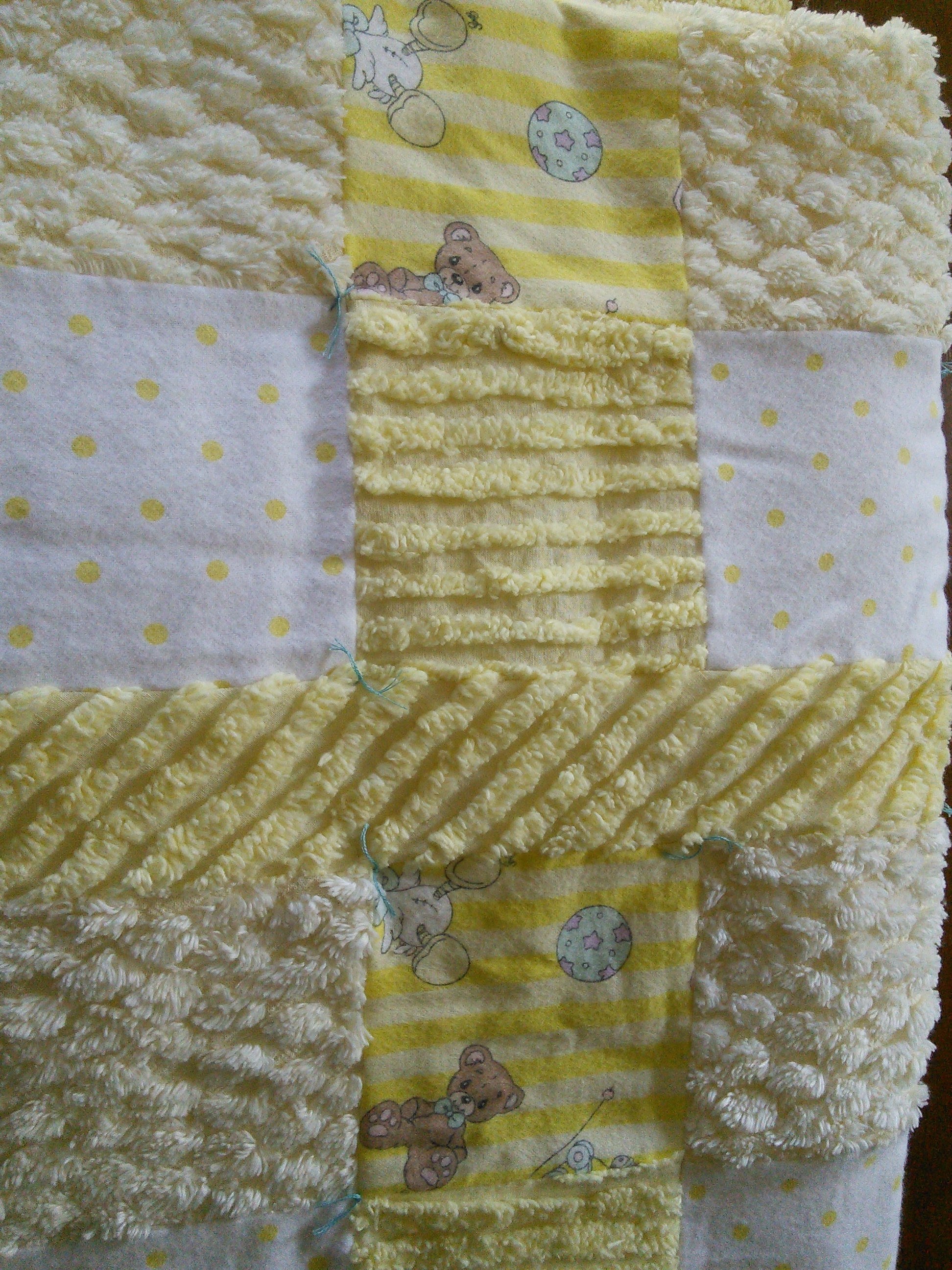 Yellow and White Chenille Baby Quilts, Twins, Two Blankets, view 8