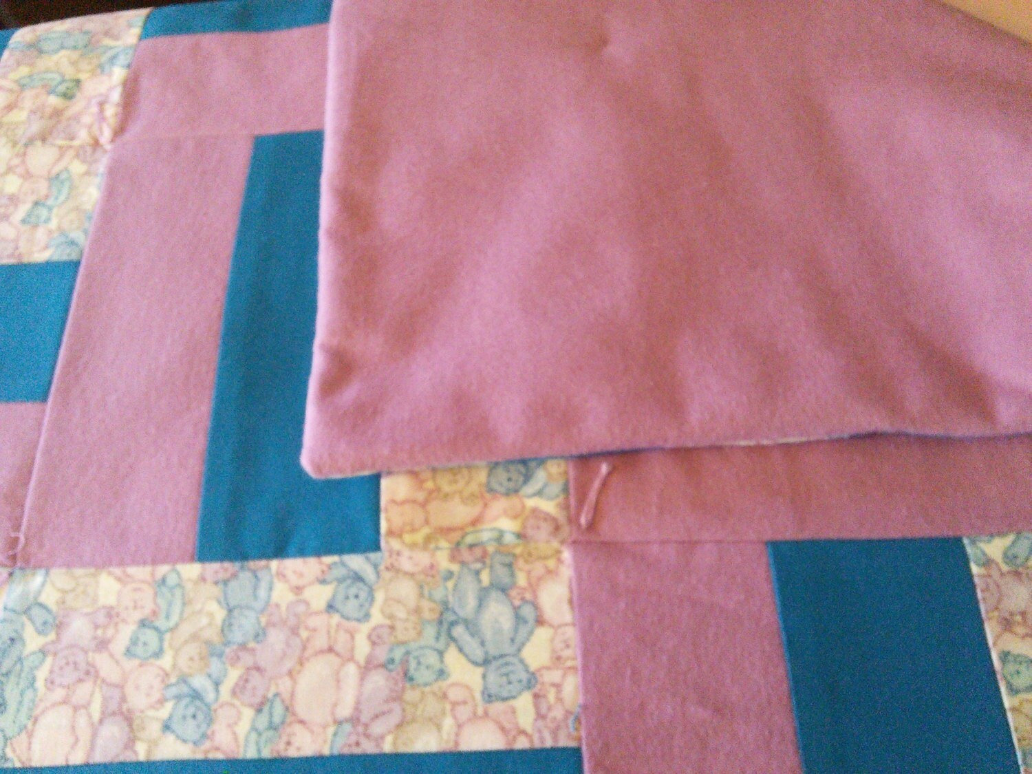 Pink and Turquoise Chevron Toddler Baby Quilt, Baby Blanket, view 2