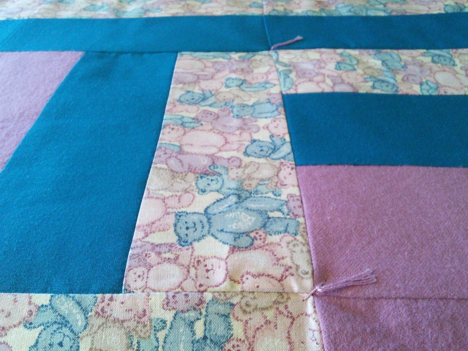 Pink and Turquoise Chevron Toddler Baby Quilt, Baby Blanket, view 5