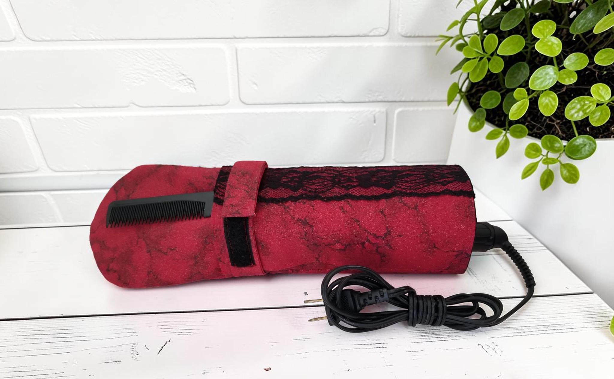 Red Lace Doctor Bag Travel Kit, Cosmetic Pouch, Curling Iron Case, view 10