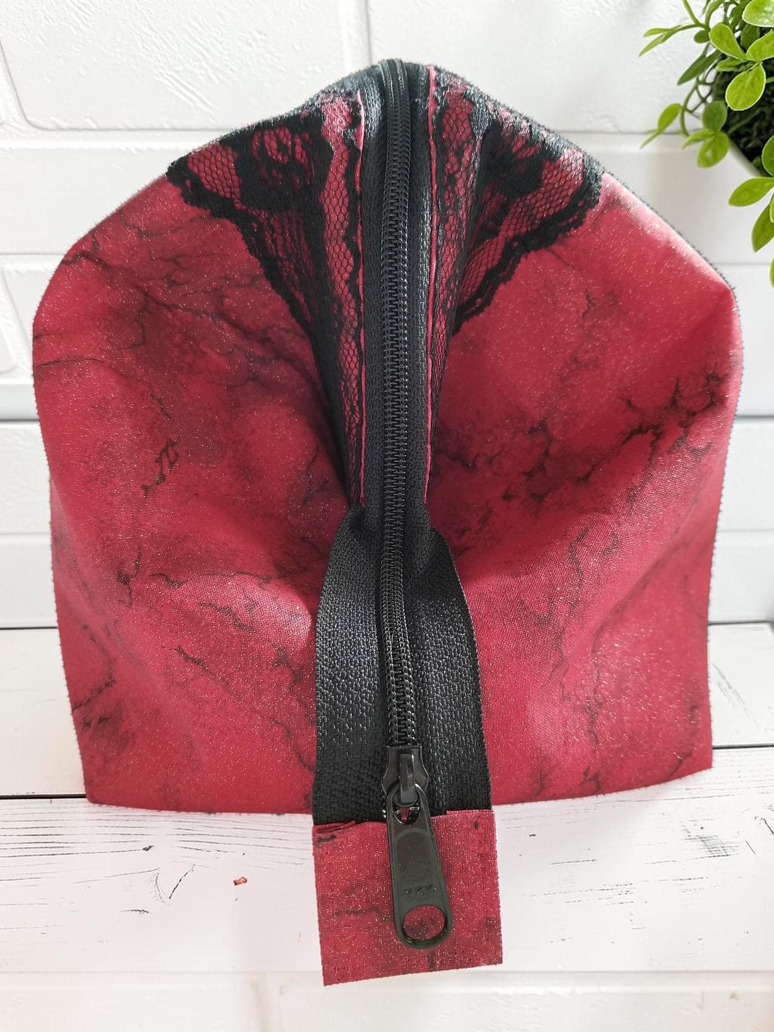 Red Lace Doctor Bag Travel Kit, Cosmetic Pouch, Curling Iron Case, view 6