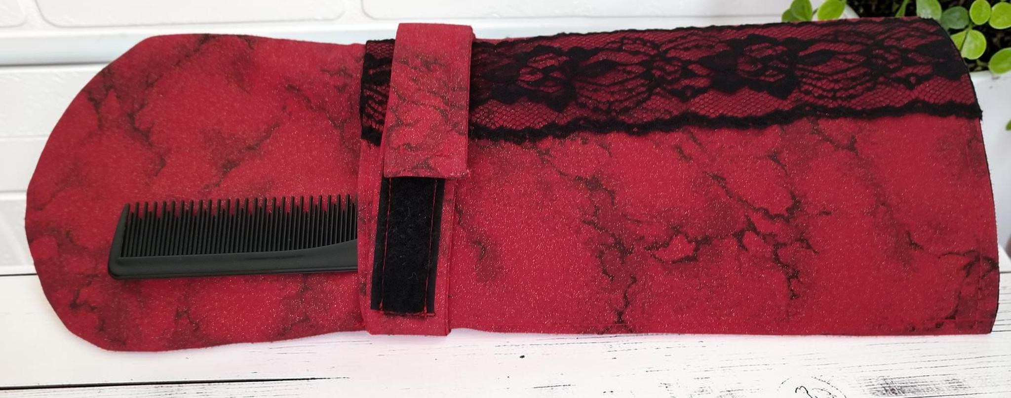 Red Lace Doctor Bag Travel Kit, Cosmetic Pouch, Curling Iron Case, view 9