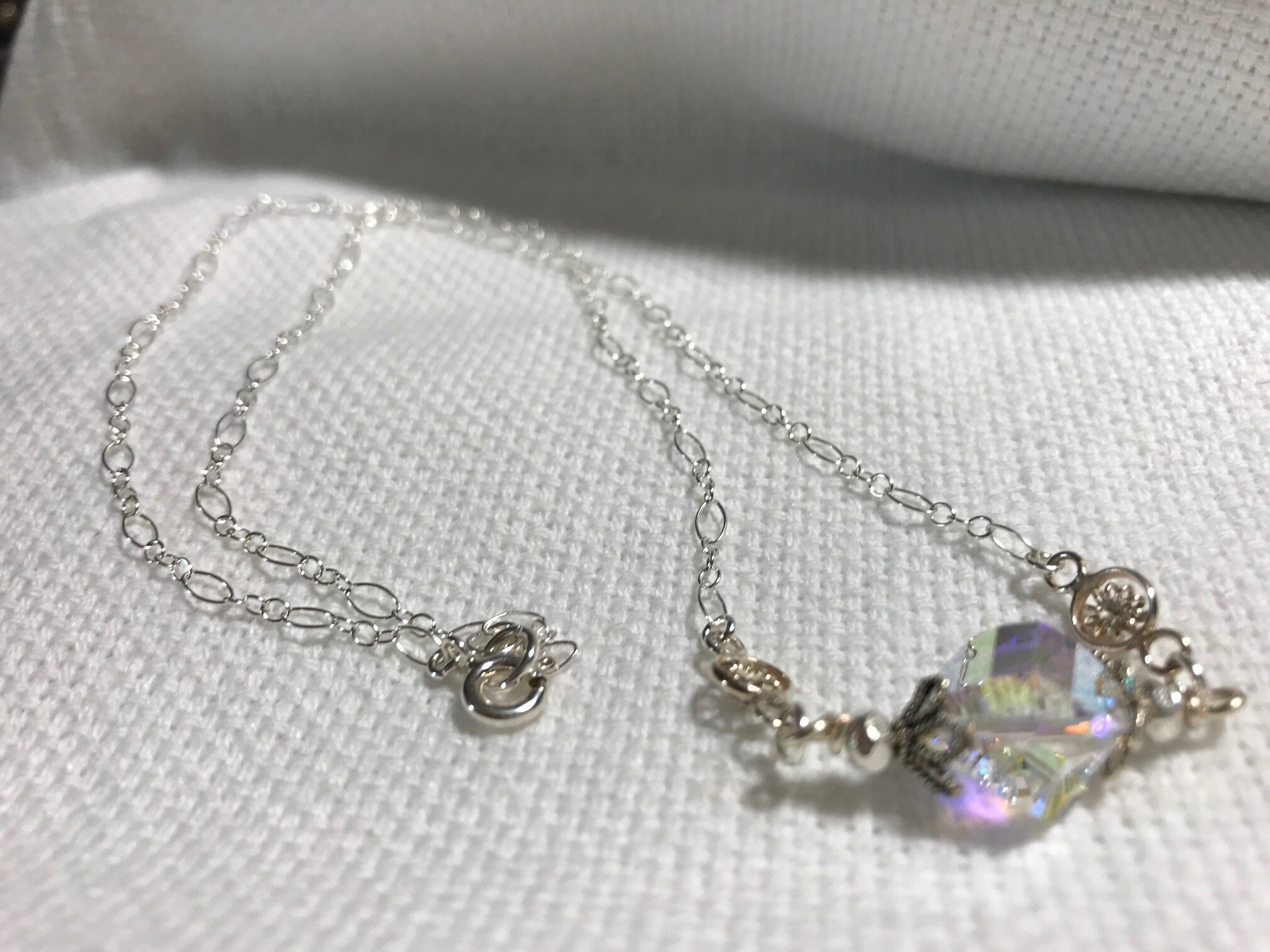 Sparkling Austrian Crystal Drop Necklace, view 3