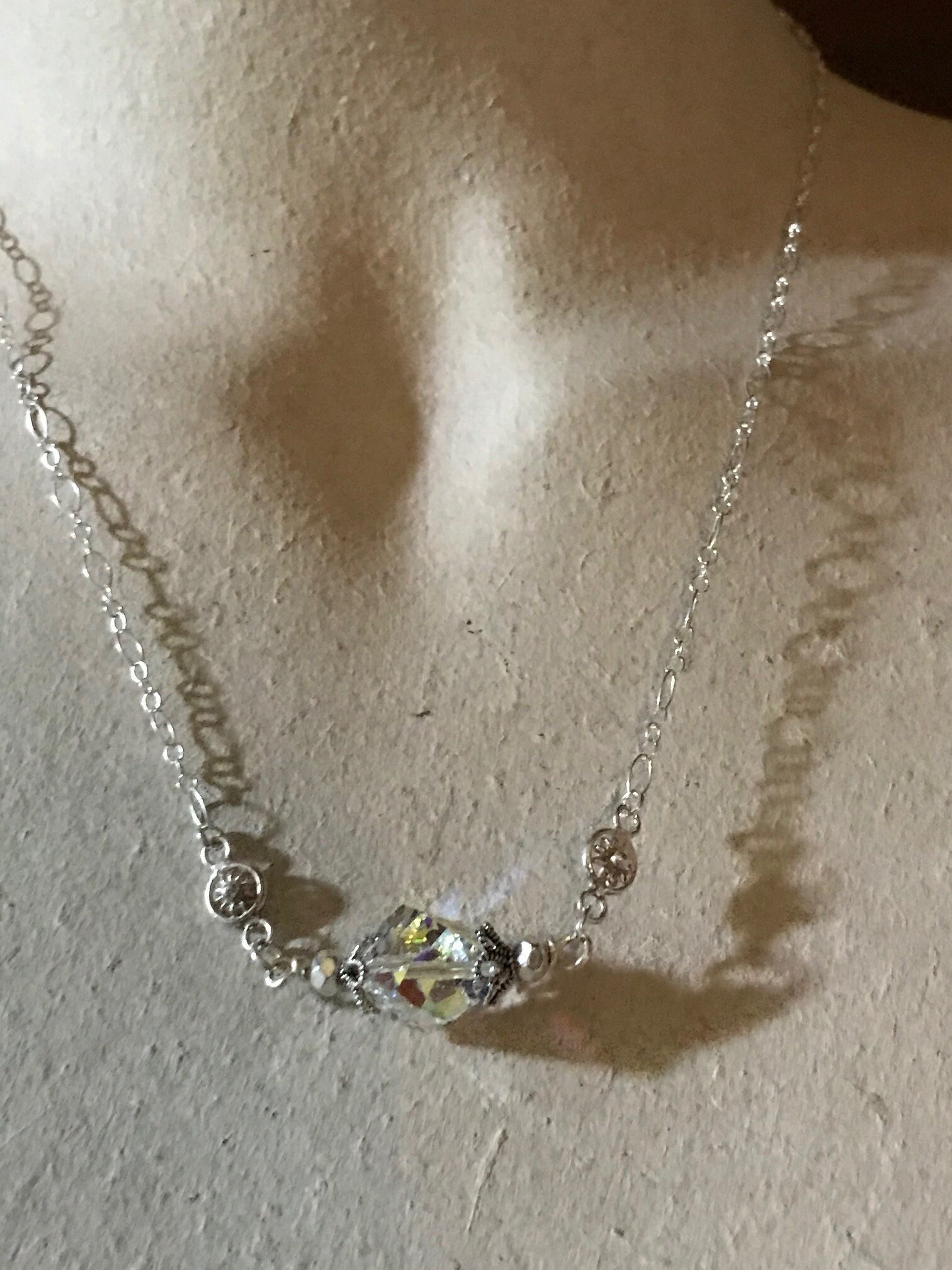 Sparkling Austrian Crystal Drop Necklace, view 4