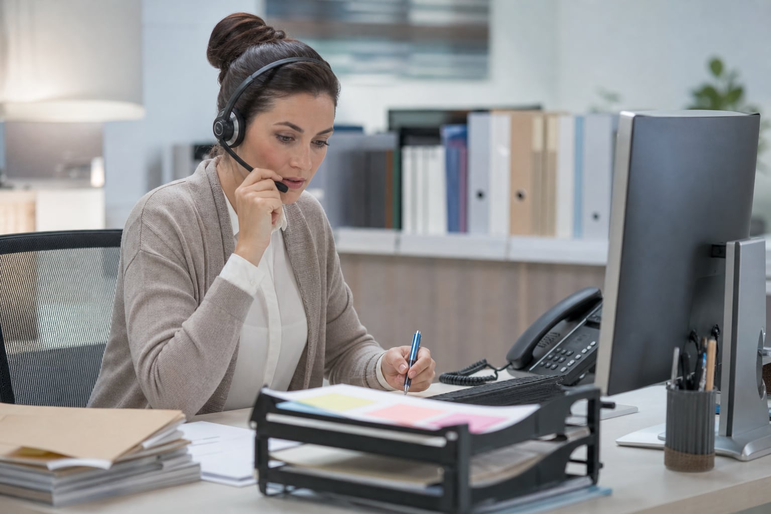 Revenue cycle specialist conducting a payer follow-up call