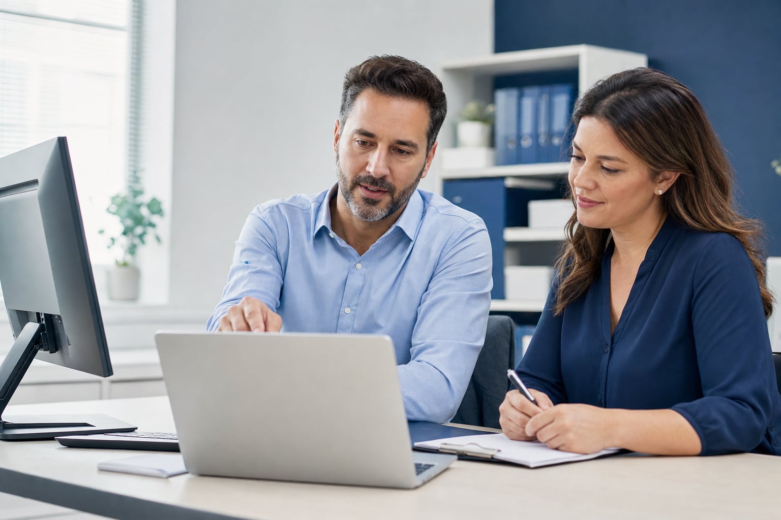 Practice administration team reviewing work at computers