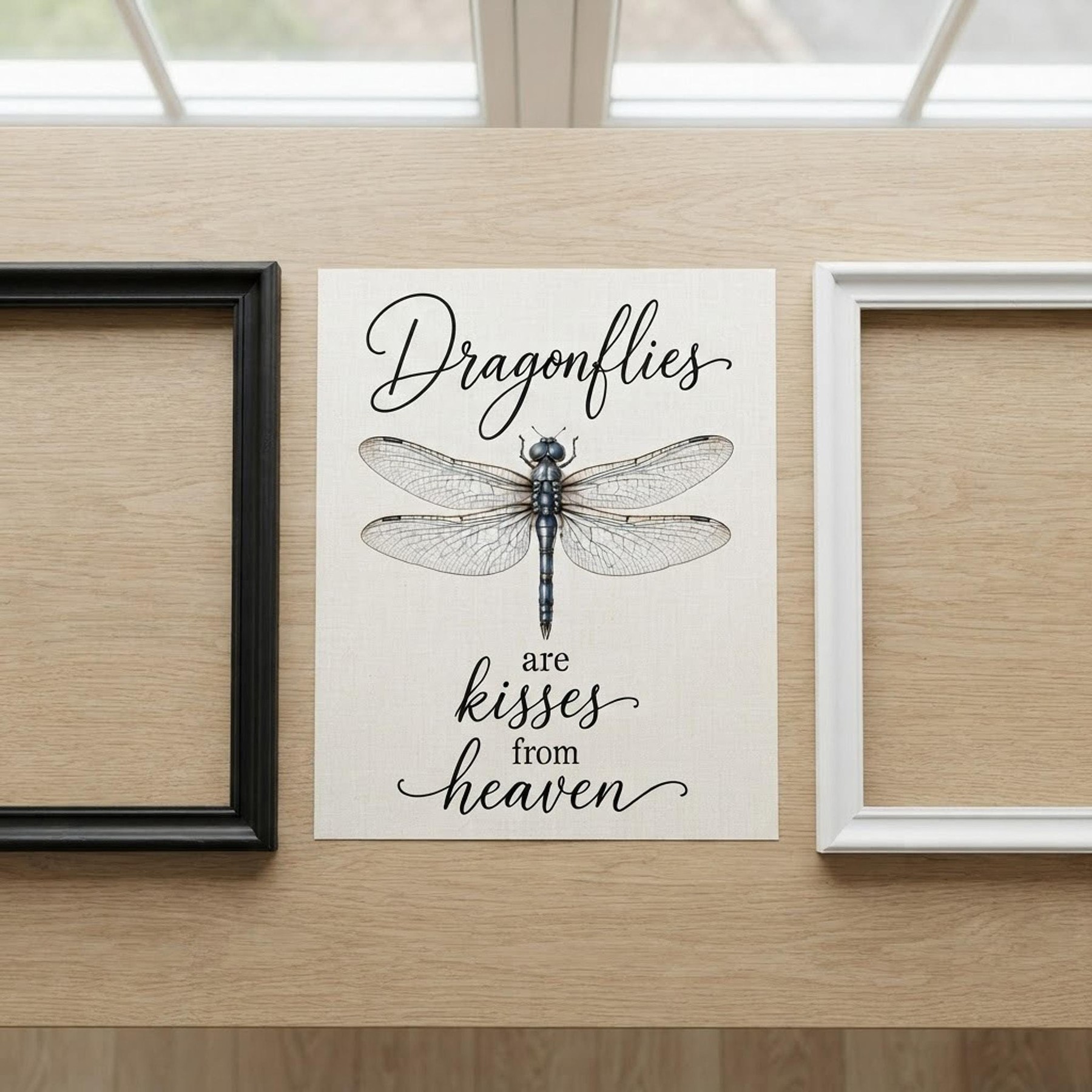 Dragonfly Wall Art, Linen Sympathy Quote with Framed Options, detail 6
