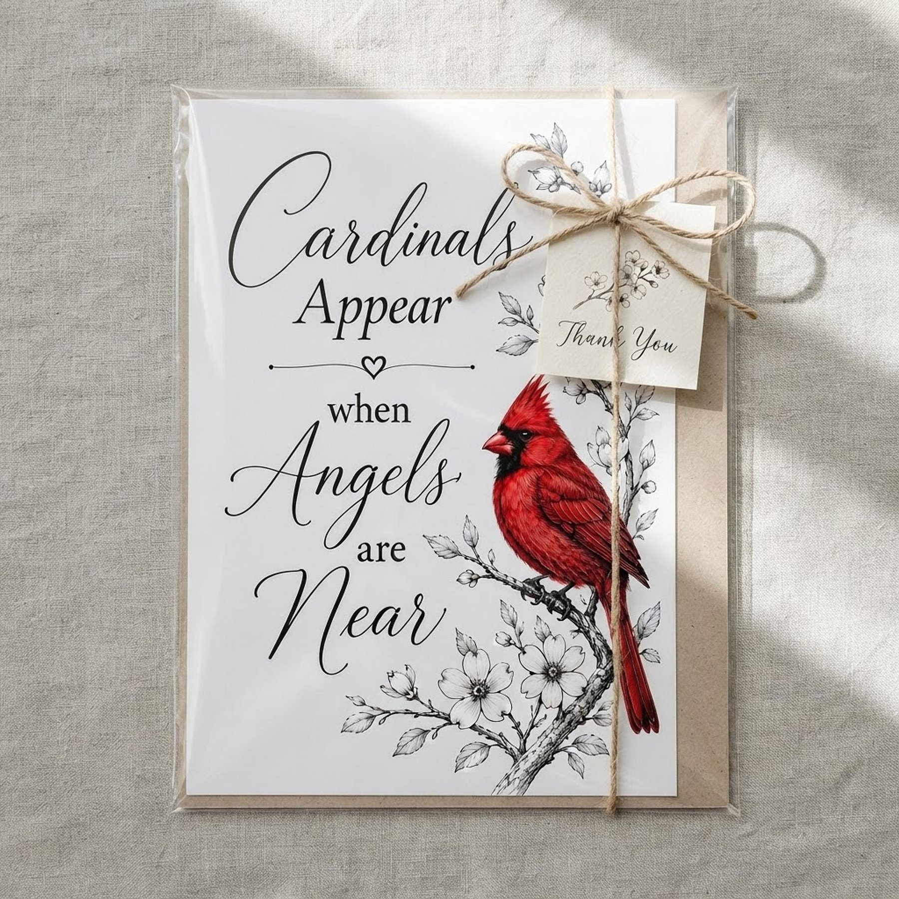 Cardinal Print, Red Bird Memorial Wall Art With Angel Quote, detail 10