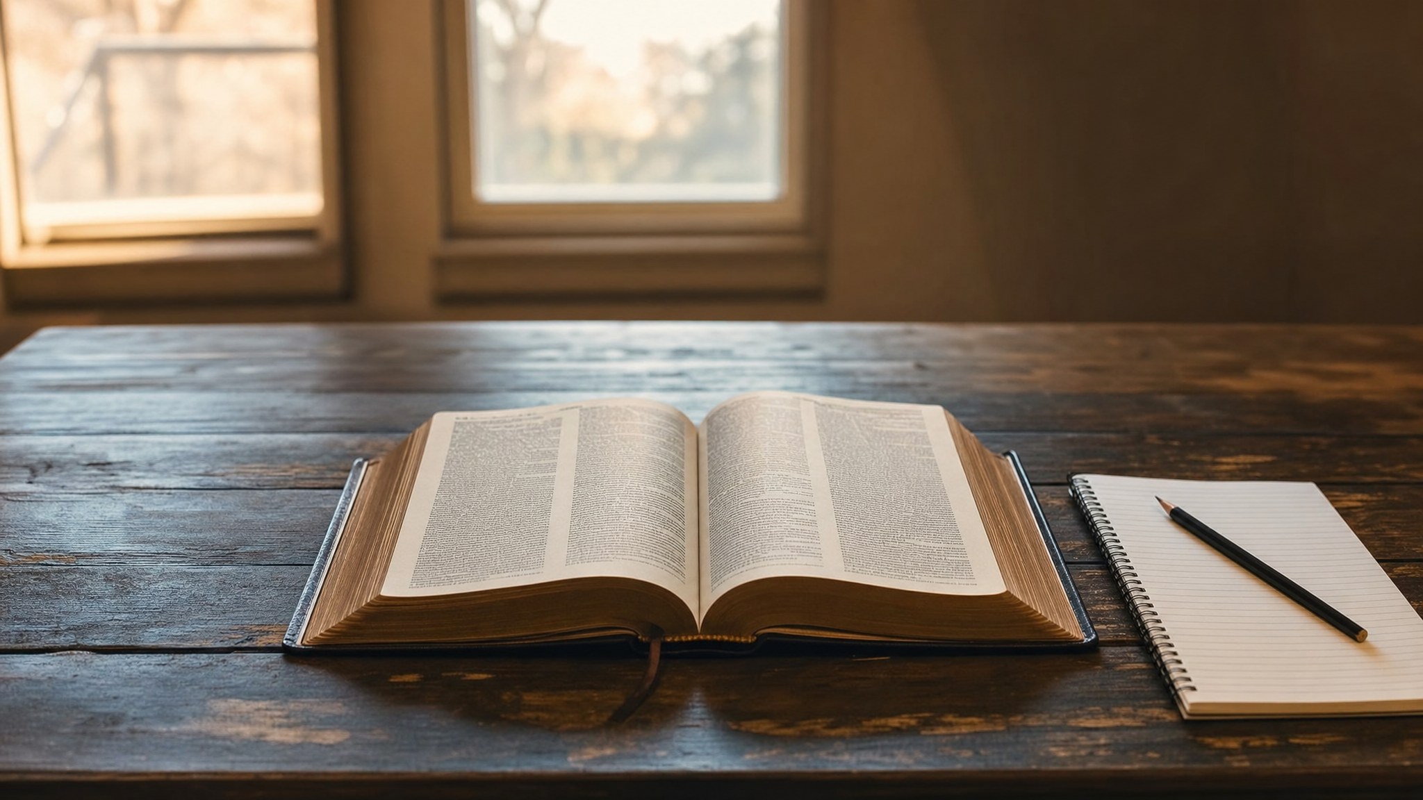 Biblia abierta durante un momento de reflexión y oración