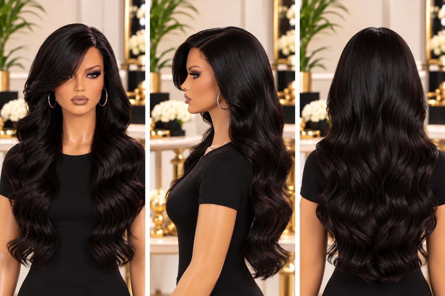 Ebony Side-Sweep Waves, front view