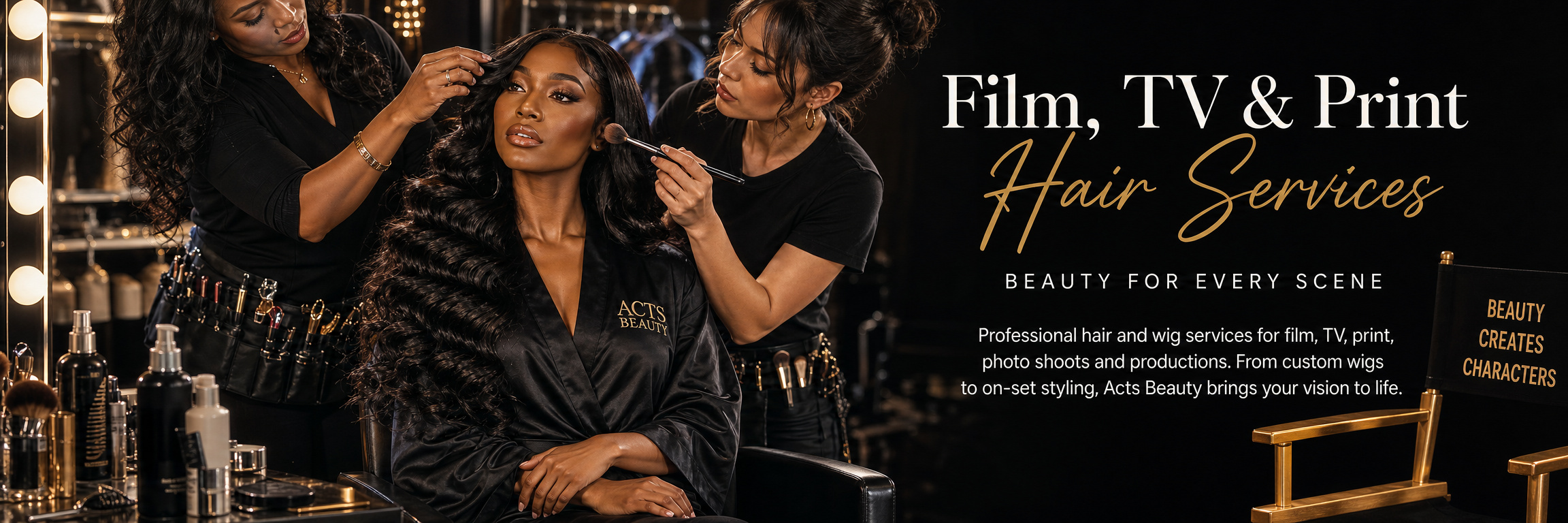 Professional hair styling for a film, television, and print production