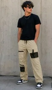 American Stitch Utility Cargo Pants Tan Beige Techwear Joggers Size Large NWT