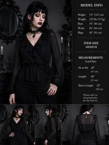 Bar III Women's Black Swiss Dot Ruffle Wrap Blouse – Size Medium
