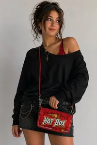 Current Mood Hot Box Red Glitter Crossbody Bag Novelty Purse