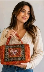 Embroidered Tapestry Handbag Boho Asian Inspired Purse