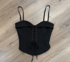 Express Black Lace-Up Corset Top – Size 6 – NWT