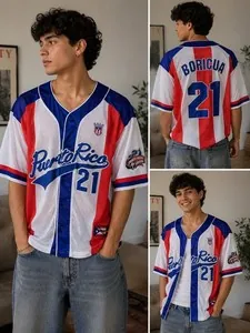 MegaUSA Puerto Rico Boricua #21 Mesh Baseball Jersey XL