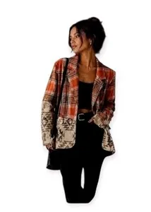Miss Me Southwestern Aztec Plaid Blazer | Boho Western Jacket Medium