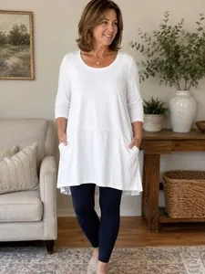 Pure Jill Curved-Seam Tunic Top