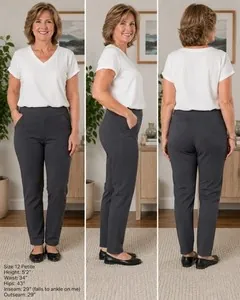 Ruby Rd. Petite Women's Charcoal Gray Pull-On Ankle Pants Size 12P Stretch Caree