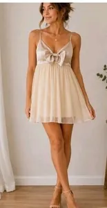 Sugarlips champagne/ivory bow mini dressSugarlips champagne/ivory bow mini dress