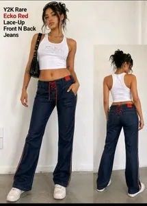 Y2K Rare Ecko Red Lace-Up Flare Jeans – Size 7