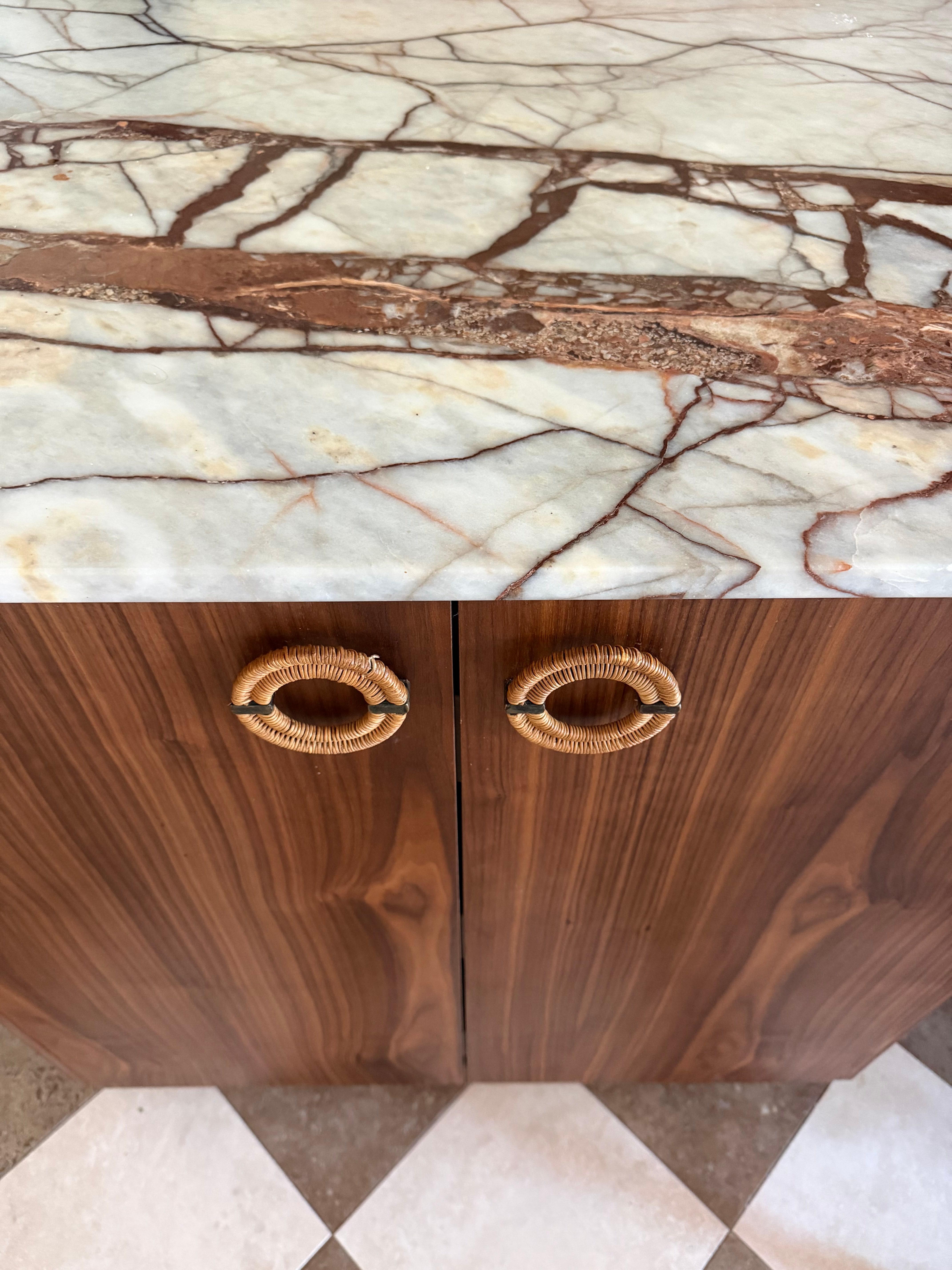 Patagonia Rose marble countertop in the Hollywood Hills Residence kitchen