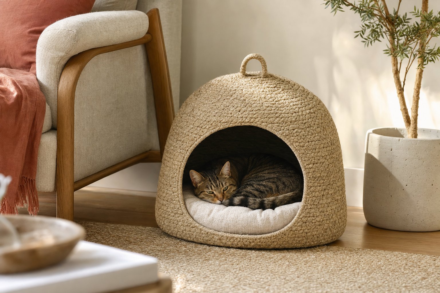 A cat resting at home