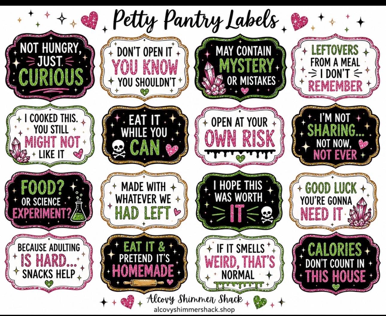 Petty Pantry labels 5 sheet set