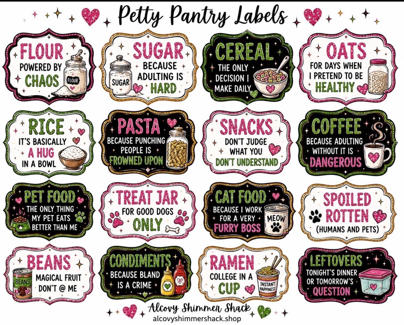 Petty Pantry labels 5 sheet set detail 3