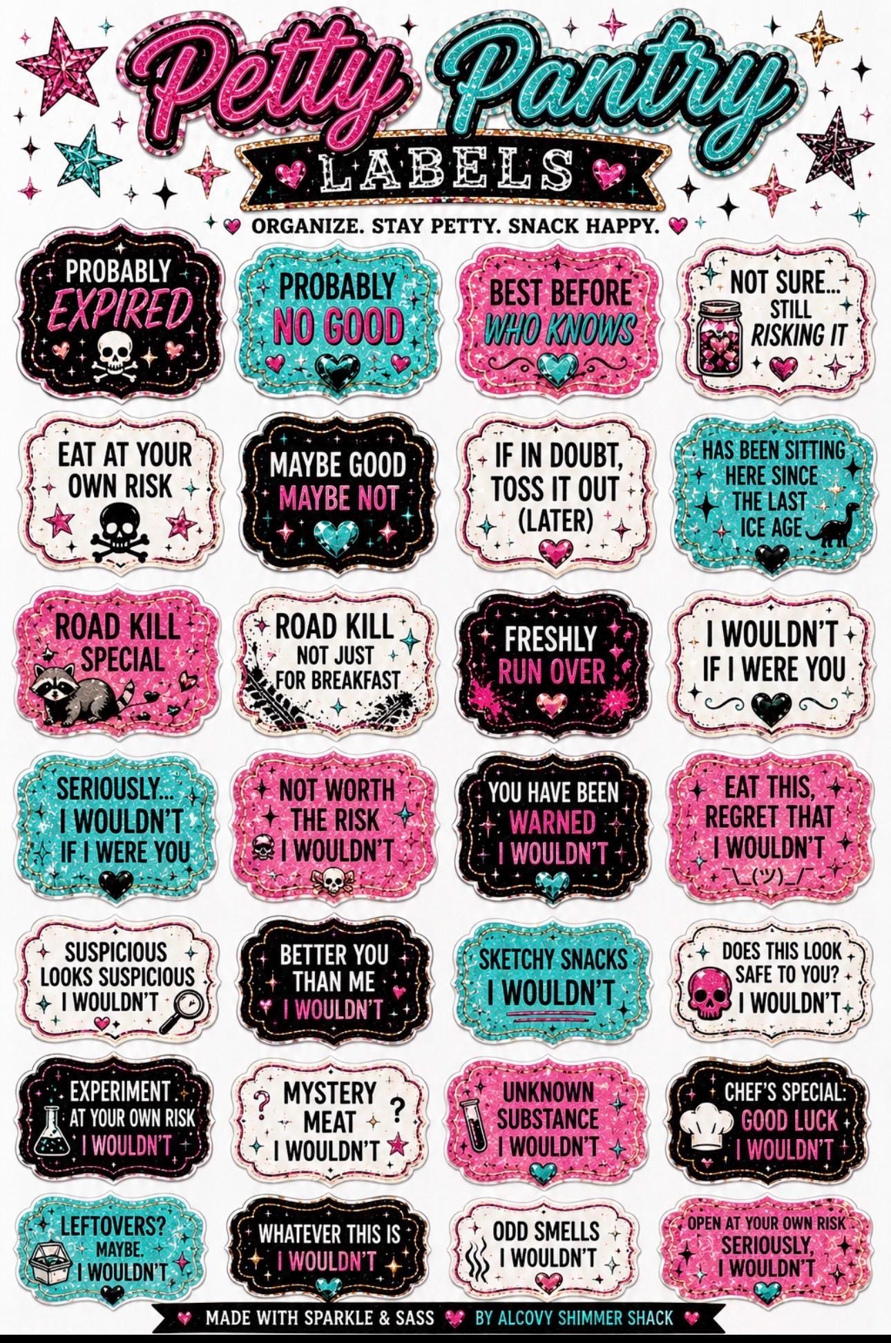 Petty Pantry Labels set of 3 sheets detail 3