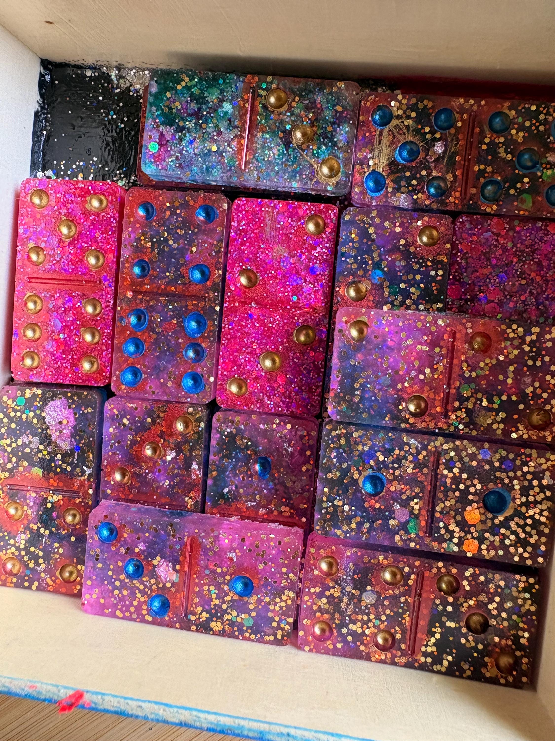 Disco Stardust Handcrafted Domino set with Holder